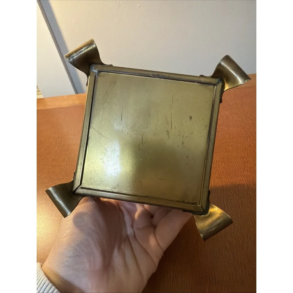 Antique Brass Inkwell Arts & Crafts Era‎ 1905 Soft Patina